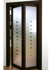 Складные двери гармошка с матовым стеклом Сочи